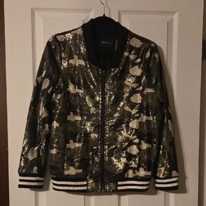 Fab Sequined Camo Bomber Jacket.